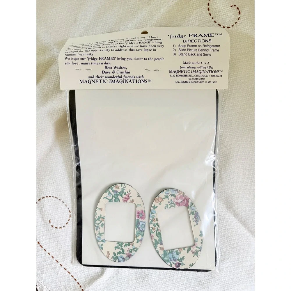 Vintage 1992 Magnetic Imaginations Floral Fridge Photo Frames 5 Piece Set NIP